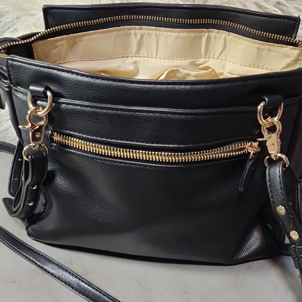 Miss Fong Black Baby Bag with Gold Accents